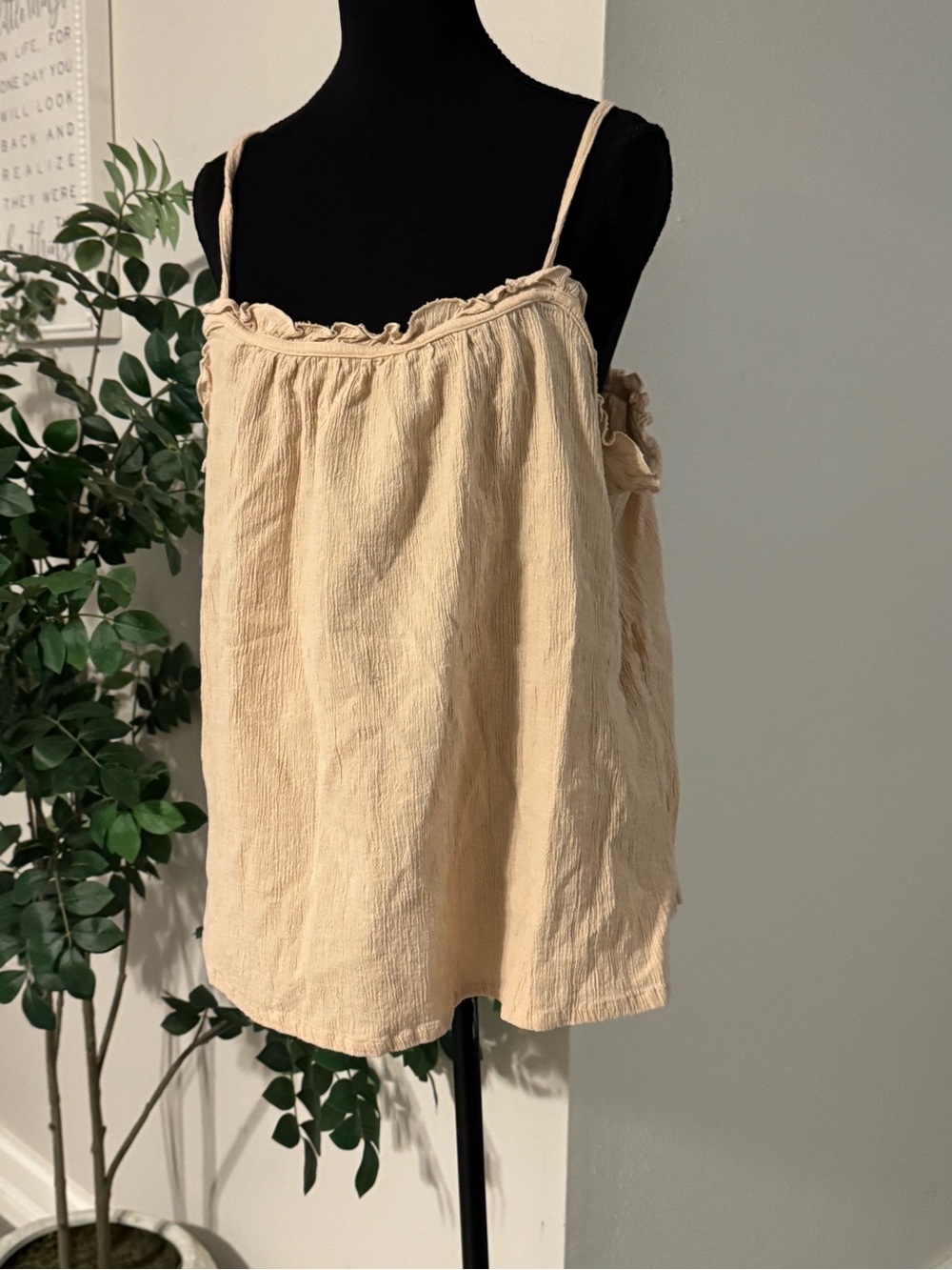 VTG Loungees sleep Light Beige Spaghetti Strap Tank Top cotton